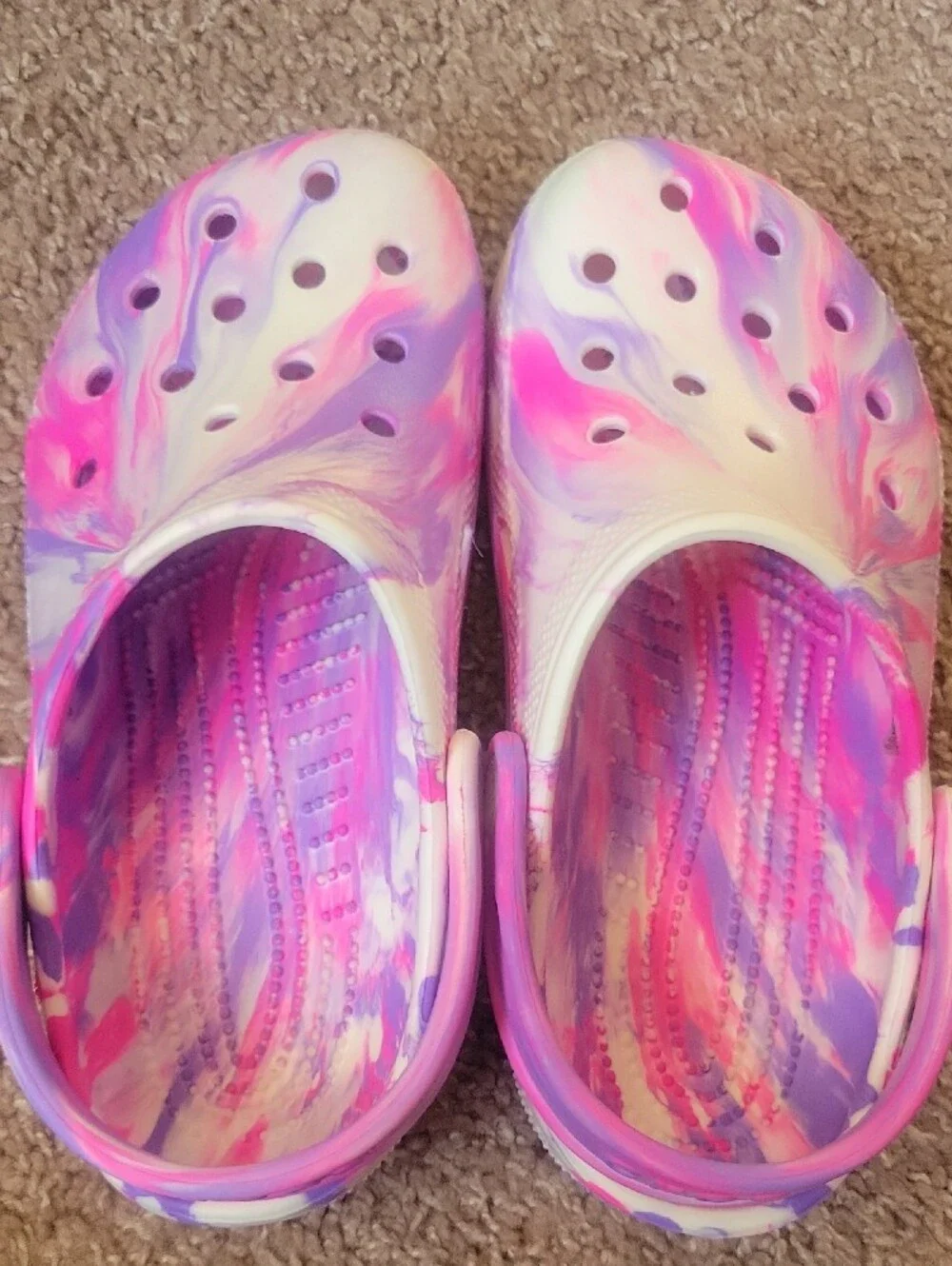 CROCS Kids Marble Swirl Clogs - Pink & Purple
